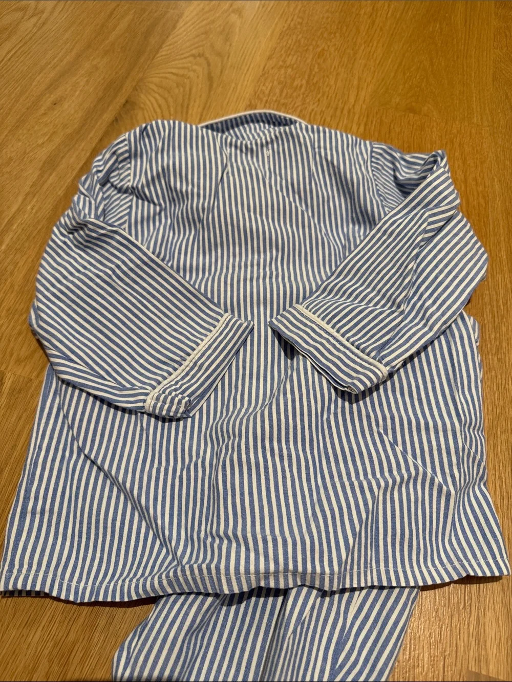 Striped Kids Pajama Set in Light Blue and White - Classic Cotton Sleepwear